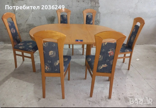 Комплект масивна разтегателна маса с 6 стола, снимка 2 - Маси - 53341159