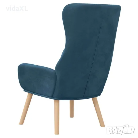 vidaXL Релакс стол, син, кадифе, снимка 4 - Дивани и мека мебел - 56147150