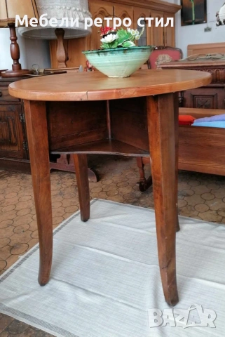 Красива кръгла маса от масивно дърво с изчистена линия и натурален тон. , снимка 5 - Маси - 53018976