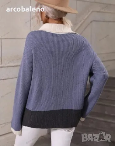 Дамски елегантен пуловер с дълъг ръкав и цип, 5цвята , снимка 16 - Блузи с дълъг ръкав и пуловери - 47885951