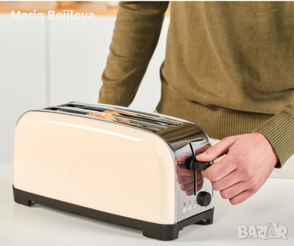 Тостер Taurus Vintage Cream – 1400W, метален корпус, функции претопляне и размразяване, снимка 5 - Тостери - 51527821