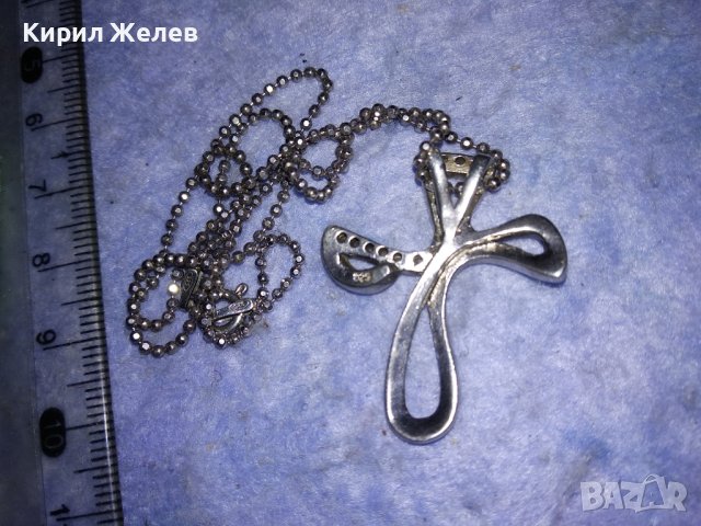 АЖУРЕН СРЕБЪРЕН ФЕШЪН АРТ КРЪСТ СРЕБРО 925 с КРИСТАЛИ и СРЕБЪРНА СРЕБРО 925 ФИНА ВЕРИЖКА 13600, снимка 14 - Колиета, медальони, синджири - 40555617