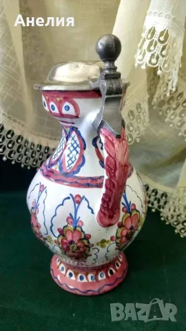 Ръчно изрисуван съд с метален капак , снимка 2 - Други - 49612464