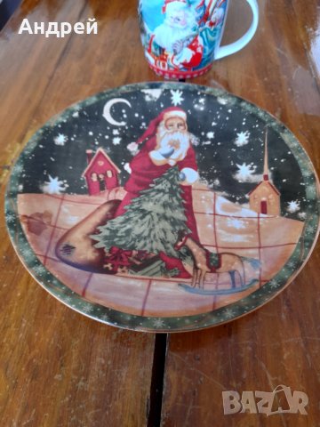 Стара коледна чиния,чаша, снимка 2 - Други ценни предмети - 34007292