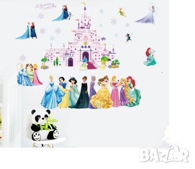 замък с принцеси и Кралство Елза стикер лепенка за стена мебел детска стая, снимка 2 - Други - 44260101