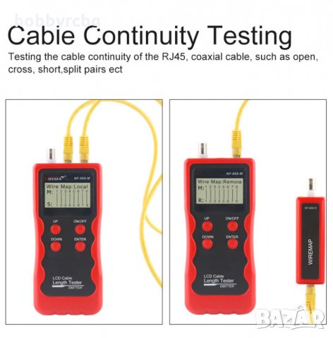 Кабелен тестер за проследяване, тестване и измерване на лан кабели с ниско напрежение, снимка 5 - Друга електроника - 35991371