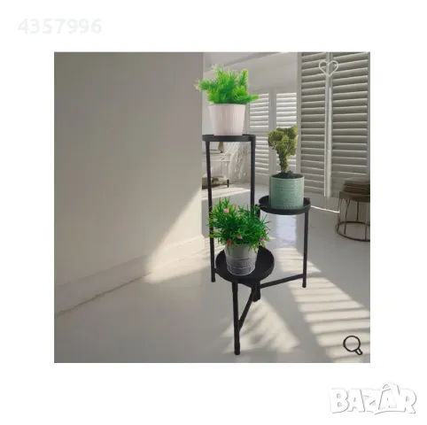 Декоративен цветарник, Метал, 3 нива, Черен, снимка 5 - Декорация за дома - 50080280