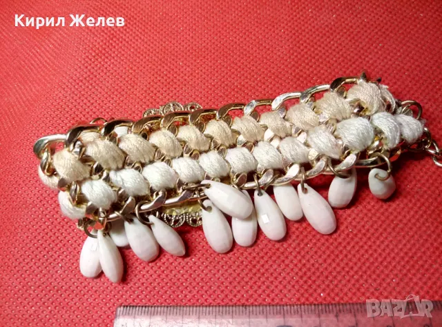 КРАСИВА ЗЛАТИСТА ГРЪНЧ АРТ СТИЛ ГРИВНА ХЕНД - МЕЙД УКРАШЕНИЕ 47411, снимка 7 - Гривни - 47296924