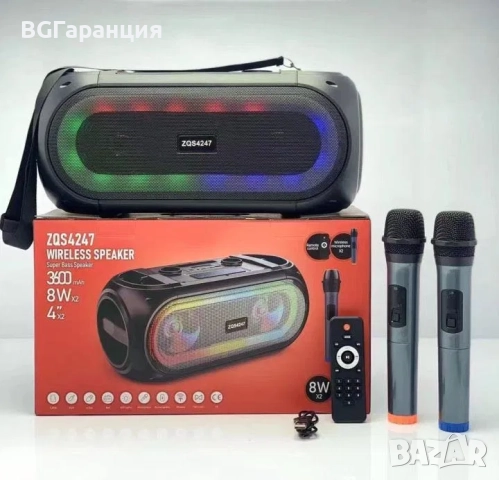 Преносима Bluetooth колонка с 2 микрофона в ново състояние, снимка 4 - Тонколони - 52020994