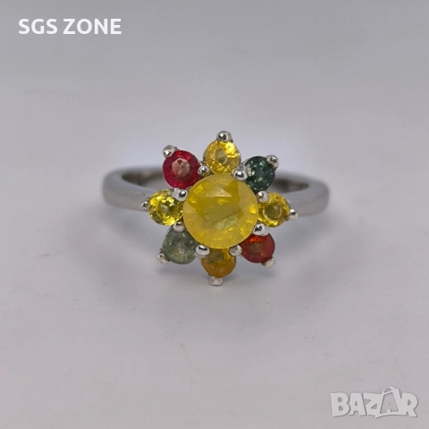 СРЕБЪРЕН ПРЪСТЕН С НАТУРАЛЕН МУЛТИ САПФИР ОТ ТАЙЛАНД, снимка 4 - Пръстени - 52315841