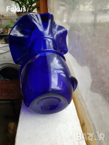Разкошна голяма синя ваза - без забележки, снимка 5 - Антикварни и старинни предмети - 53443830