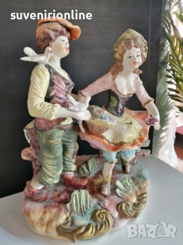 Стара керамична статуетка ръчнорисувана, снимка 4 - Статуетки - 40205042