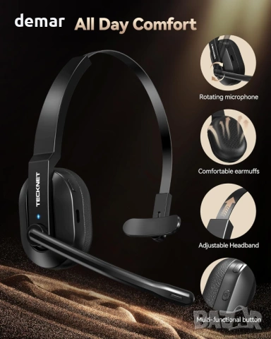 TECKNET Bluetooth слушалка, безжична слушалка с микрофон, зареждаща докинг станция, снимка 6 - Bluetooth слушалки - 53428609