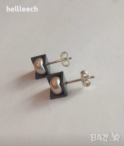 Сребърни обеци с перла, снимка 4 - Обеци - 52863178