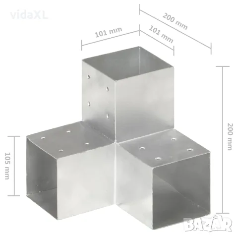 vidaXL Конектори за греди 4 бр Y-образни поцинкован метал 101x101 мм, снимка 5 - Огради и мрежи - 56146150