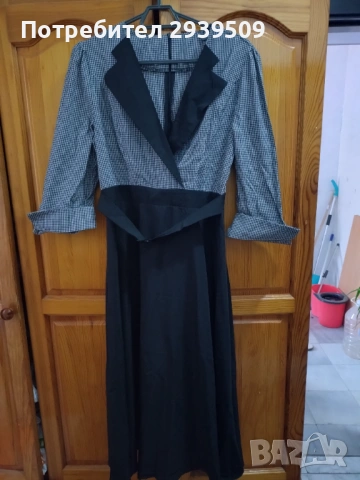 Разкроена дамска рокля с ревери - дълъг ръкав , снимка 4 - Рокли - 53615465