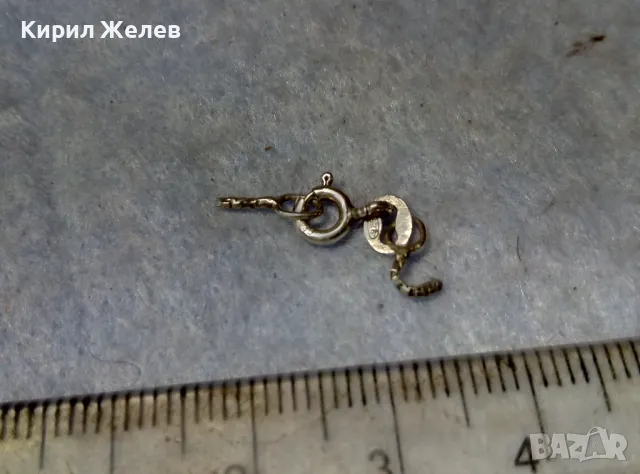 СТАРА СРЕБЪРНА ЗАКОПЧАЛКА СРЕБРО 925 с БЯЛА ПОЗЛАТА КАРАБИНКА За ГРИВНА КОЛИЕ ВЕРИЖКА 49922, снимка 5 - Други - 49517822