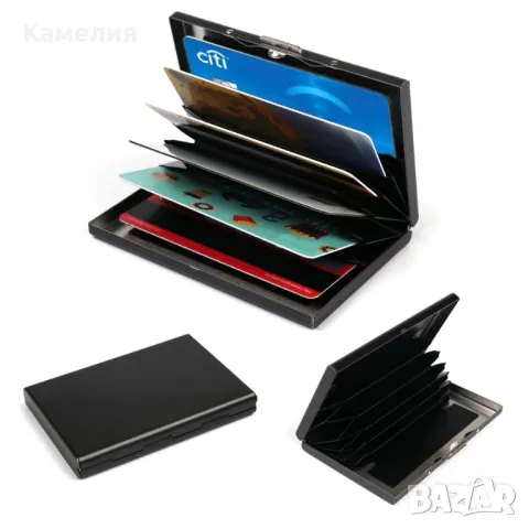 Метален портфейл RFID със защита за безконтактни карти и банкноти