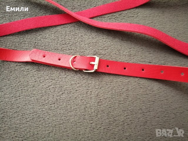 Червен кожен харнес нашийник колан за тяло, снимка 5 - Колани - 42165080