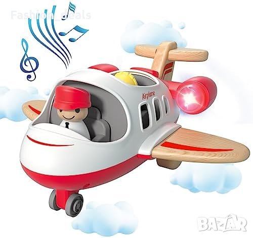 Нова дървена Играчка самолет за деца звук и светлина аеронавтика подарък