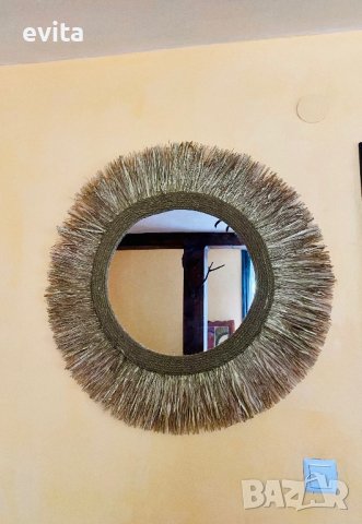 Екстравагантно огледало от рафия. Ръчна изработка! , снимка 7 - Декорация за дома - 39884030