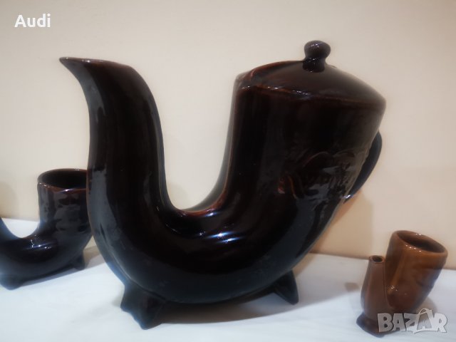 Троянска керамика РИТОНИ Комплект сервиз за ракия 6 броя, снимка 4 - Антикварни и старинни предмети - 39652996