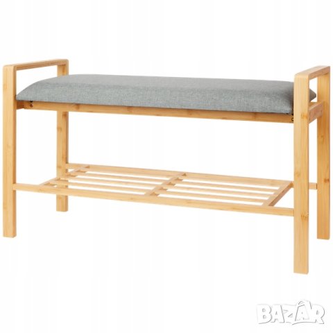 Бамбукова пейка със седалка шкаф за обувки, снимка 1 - Други - 41799421