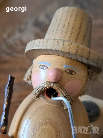 дървена статуетка старец с лула  18/4, снимка 6 - Статуетки - 49162880