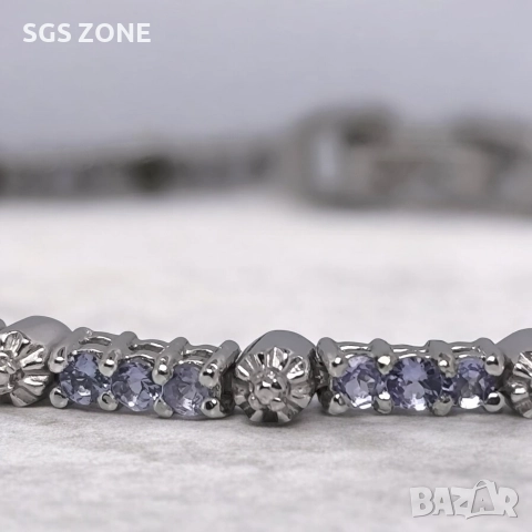 Нежна гривна с танзанити от Тайланд, снимка 5 - Гривни - 52720062