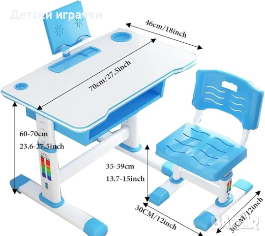 Детско бюро и столче за деца 3 -18 години, розаво, чин със стол , снимка 9 - Други - 48445996
