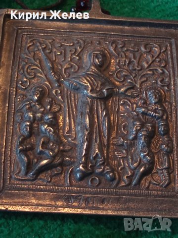 ДВУСТРАННА НАГРЪДНА МАСИВНА ПРАВОСЛАВНА ИКОНА МАЙСТОРСКА ИЗРАБОТКА БЯЛ СРЕБРИСТ МЕТАЛ СОЗОПОЛ 12687, снимка 18 - Колекции - 30695538