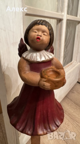 Голям винтидж керамичен ангел 21см/ 14см– Германия, номер., снимка 7 - Антикварни и старинни предмети - 52681454
