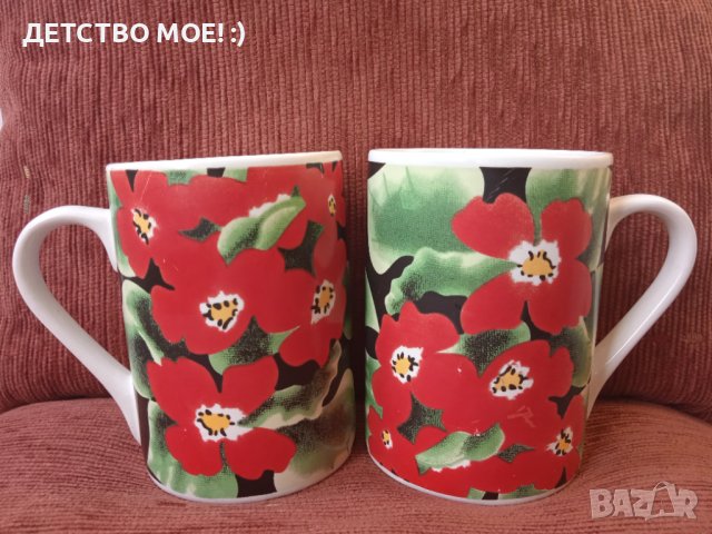 Комплект от две порцеланови чаши на цветя, снимка 1 - Чаши - 40822596