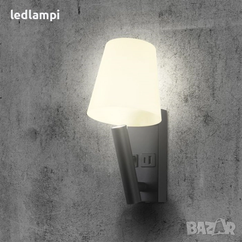 LED Аплик 2W  С USB/PD Порт Черен Топло Бяла Светлина, снимка 9 - Лампи за стена - 39671501