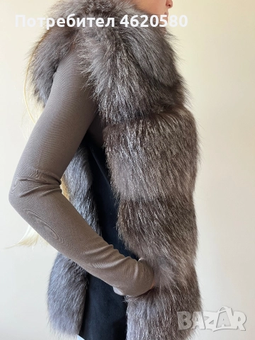 Продавам елек от естествен косъм – чернобурка , снимка 3 - Жилетки - 52026581