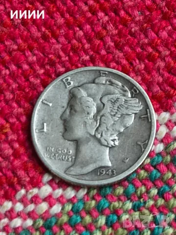 Сребърна монета дайм one dime 1943