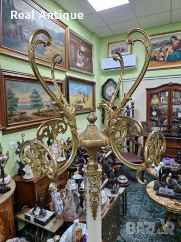 Уникална антикварна френска подова закачалка от бронз и оникс , снимка 9 - Закачалки - 50892805