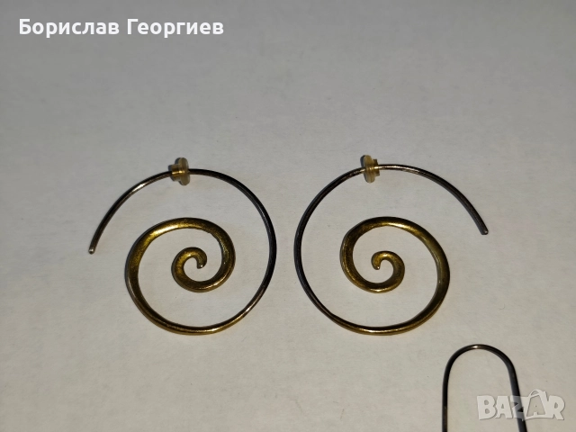 Обеци със сребро и метал, снимка 4 - Обеци - 52812256