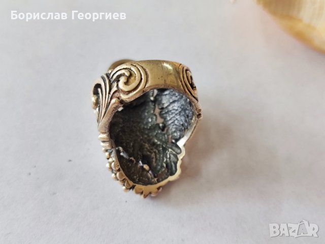 Сребърен пръстен с цитрин, снимка 4 - Пръстени - 44366541