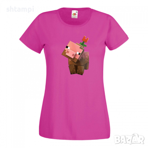 Дамска тениска Flower Pig майнкрафт Minecraft,Игра,Забавление,подарък,Изненада,Рожден Ден., снимка 10 - Тениски - 36520728