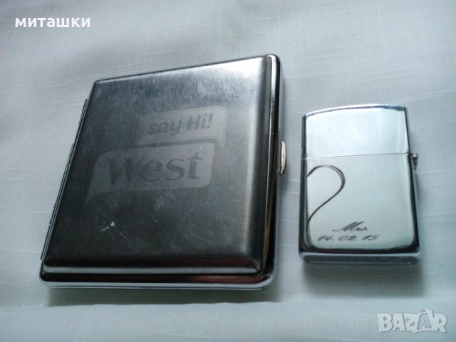 Комплект метални табакера и бензинова запалка STAR-I