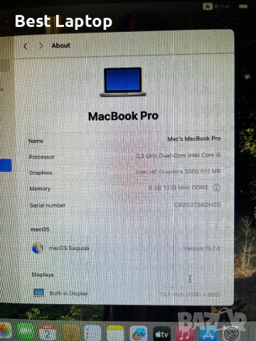 MacBook Pro i5 8gb ram 1tb ssd 13.3”  лаптоп laptop, снимка 6 - Лаптопи за дома - 51471068