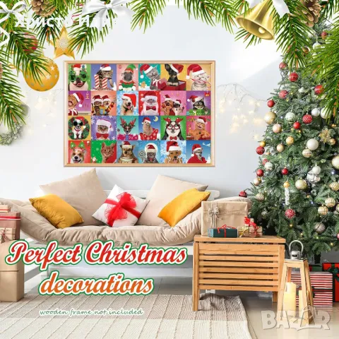 Пъзел с животни котета и кучета Коледен календар 1000 части, снимка 5 - Игри и пъзели - 48569875