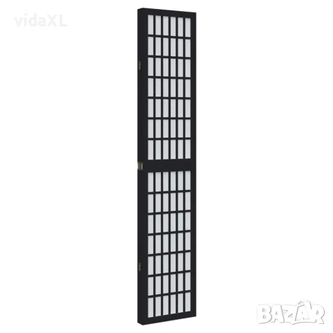 vidaXL Разделител за стая, 4 панела, черен, дърво пауловния масив, снимка 5 - Паравани - 56147355