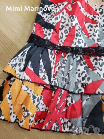  Флорална сатенена рокля с дантела, снимка 6 - Рокли - 34455766