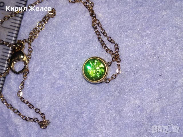 ИЗЯЩНО ПОЗЛАТЕНО КОЛИЕ със СКЪПОЦЕНЕН МЕДАЛЬОН ИСКРЯЩ ФАСЕТИРАН ХРИЗОЛИТ 38641, снимка 12 - Колиета, медальони, синджири - 41622896