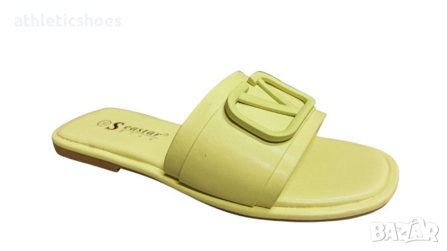 Дамски равни чехли в зелено 