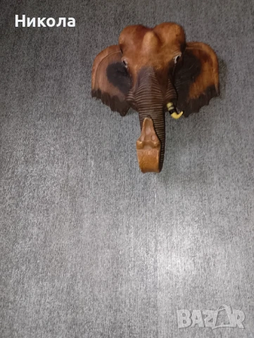 Голяма слонска дървена глава, снимка 3 - Декорация за дома - 51393931
