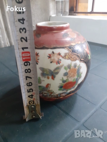 Стара ваза буркан порцелан Сатцума Satsuma, снимка 7 - Антикварни и старинни предмети - 53313087