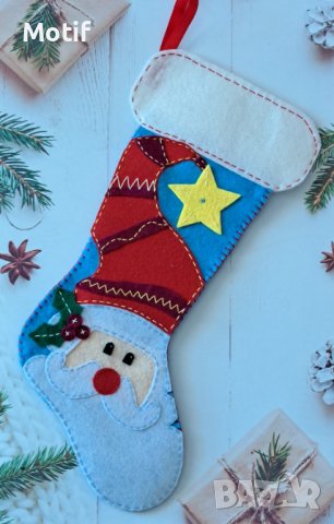 Коледен чорап за камина / лакомства / декорация, снимка 1